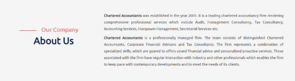 About company reference layout